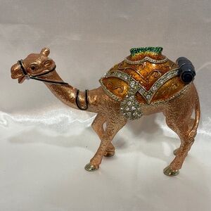 Embellished Camel trinket Figurine in Rose Gold and Orange
